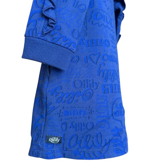 Oilily Ruffled Organic Sweat Dress and Jacquard Tights, Size 104 ( 4T), Blue - Picture 8 of 16